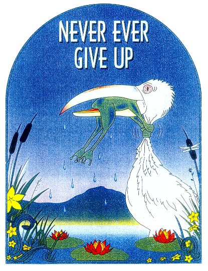 Image result for never give up stork swallowing frog