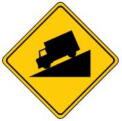 A sign warning of a steep hill