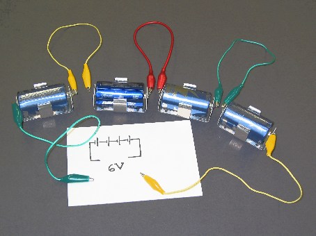 four batteries in series