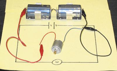 motor and battery in a circuit